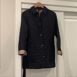 COPY - Burberry quilted black coat jacket with belt.